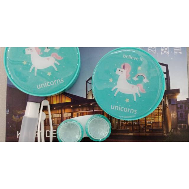 Tempat Softlens/ Softlencase Unicorn bulat lucu! / tempat penyimpanan softlens unicorn