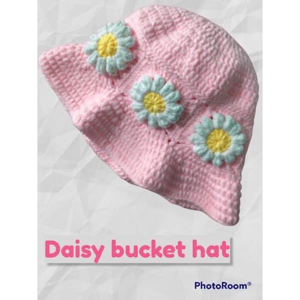 Daisy bucket hat rajut // bucket hat // topi rajut korea