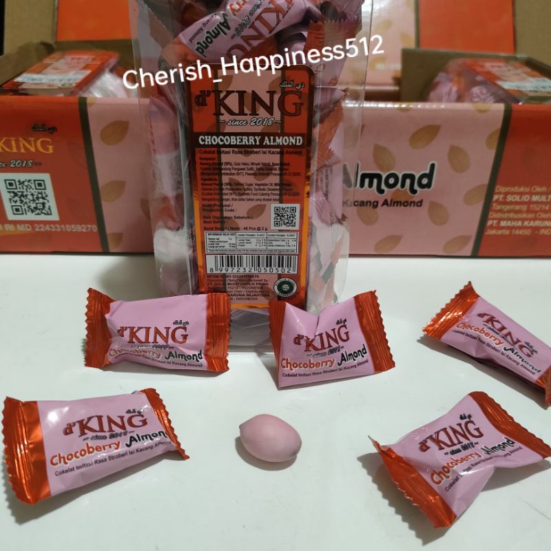 1 Kotak (4 Toples Kecil) D'King Bonibol Cokelat Almond &amp; Chocoberry Almond