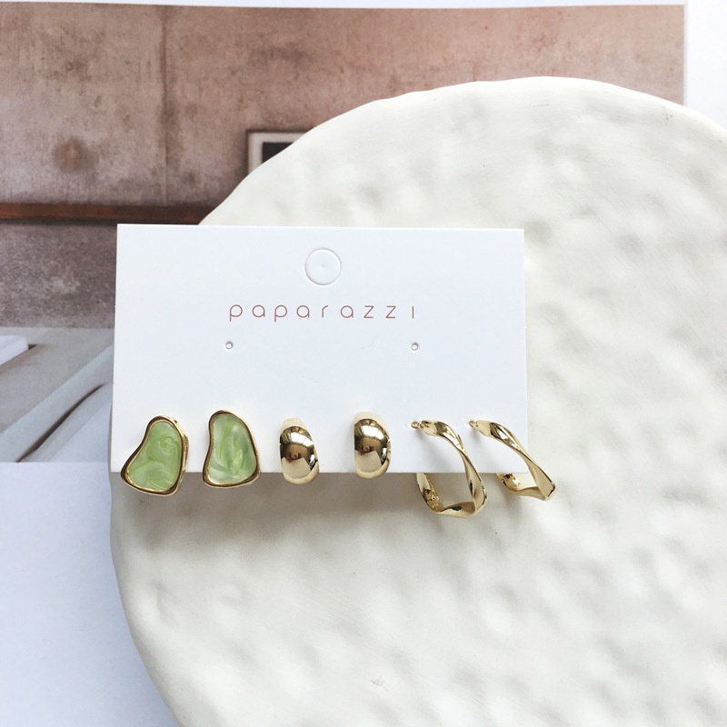 3 Pcs Anting Kombinasi Bentuk C Warna Permen