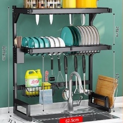 Terbaru SHENAR - Rak Wastafel stainlees steel Hitam| Rak Piring wastafel stainlees steel hitam |Rak Dapur Stainless steel Hitam|Rak cuci Piring wastafel