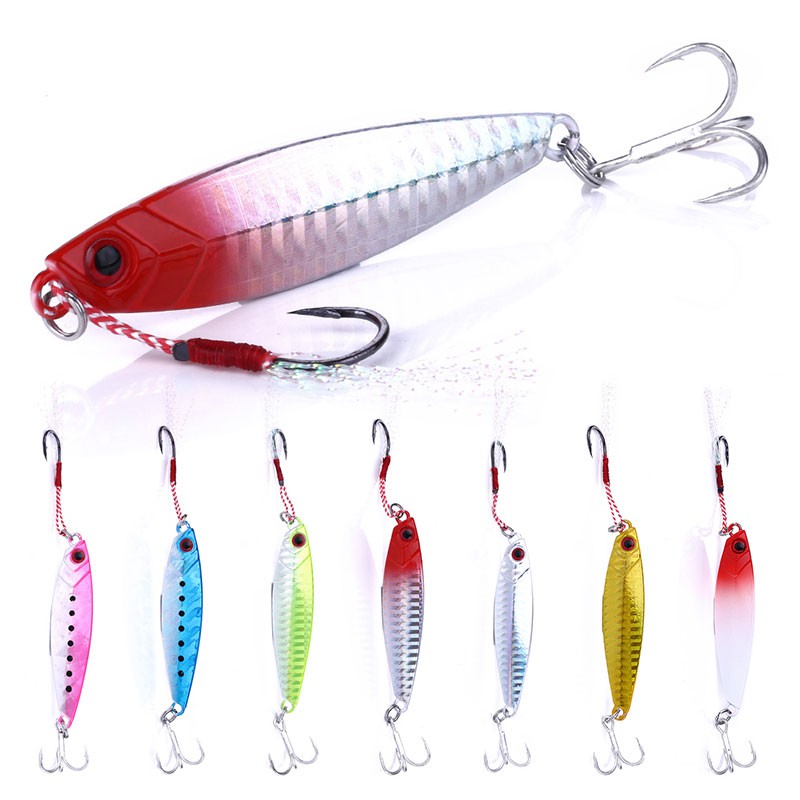 HENGJIA New 7Pcs Luminous Metal Jigs Umpan Pancing 30G/40G Fishing Lure Ikan Swimbait Bass Bait Kail