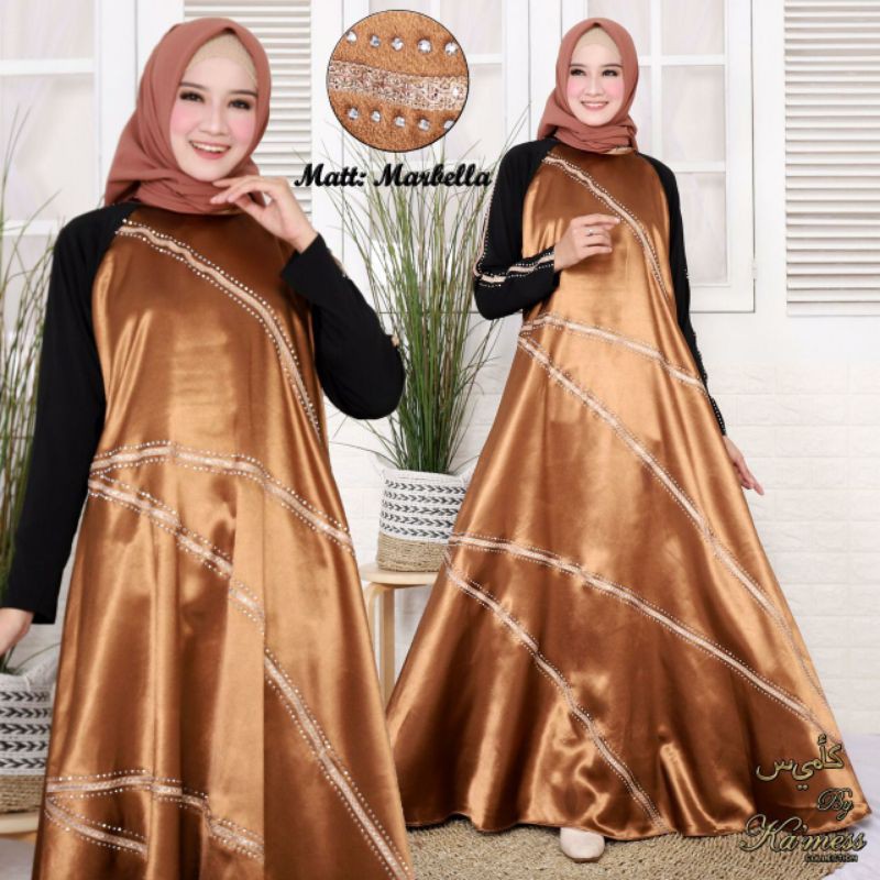 gamis abaya satin marbella payet