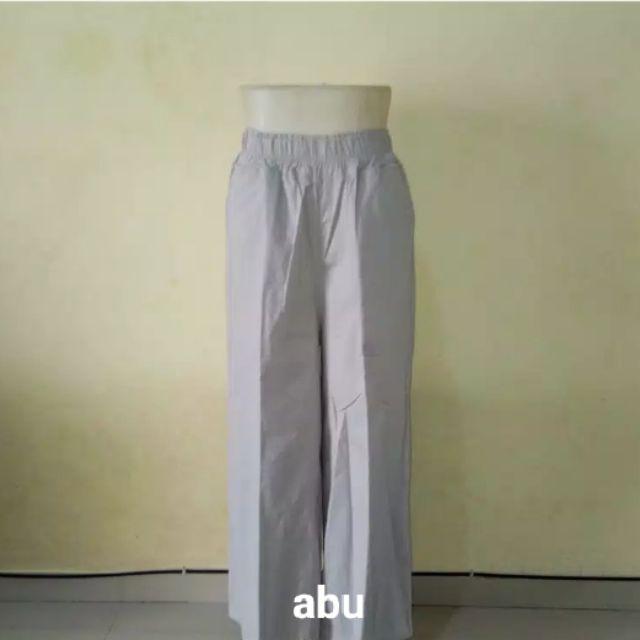 Kulot polos bahan katun stret-Abu