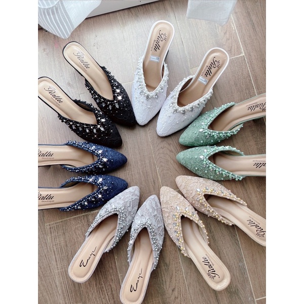 Termurah!!! Heels 7cm brukat payet Ricis 6warna / Sepatu pengantin/ wedding shoes / sepatu tunangan / sepatu wi