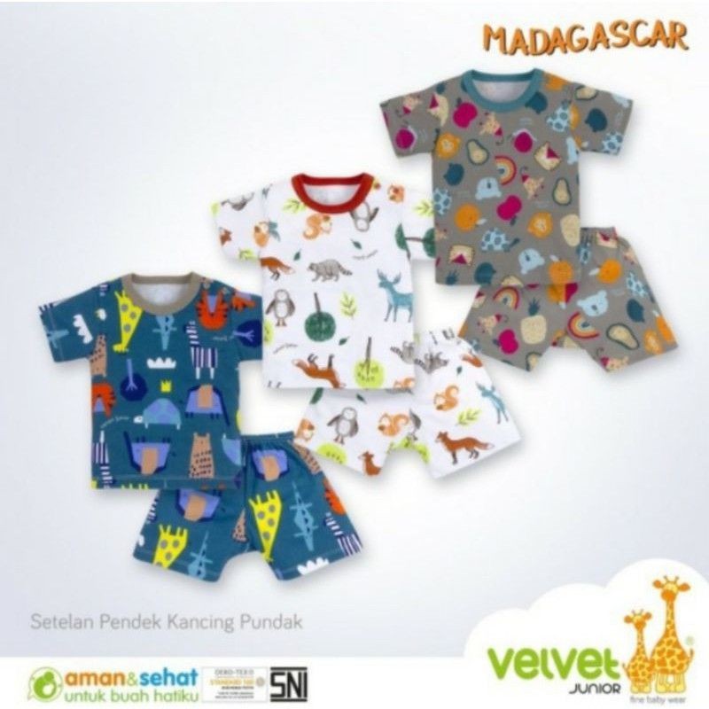 VELVET Setelan Pendek Kancing Bahu XL Baju Anak 2-3th