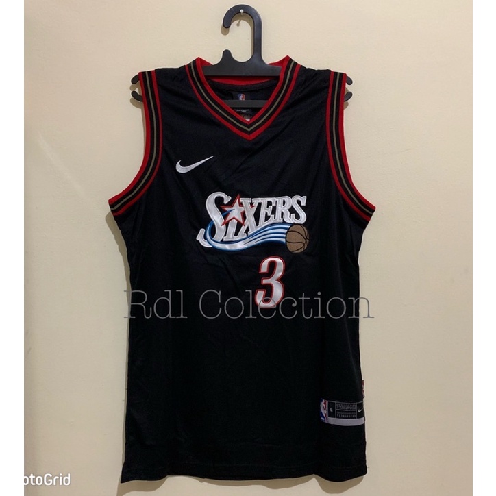 JERSEY BASKET NBA SIXERS ALLEN IVERSON JERSEY BASKET FULL BORDIR GRADE ORI