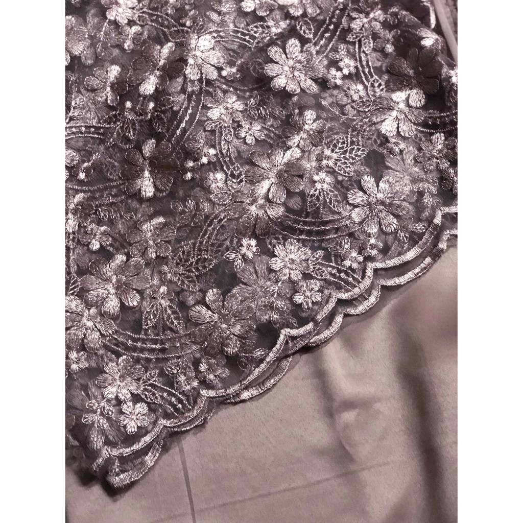 Paket Dress dan Kebaya combo kain BROKAT Tille + kain SATIN