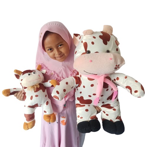 boneka sapi berdiri XL beli 1 gratis 1 boneka sapi kecil