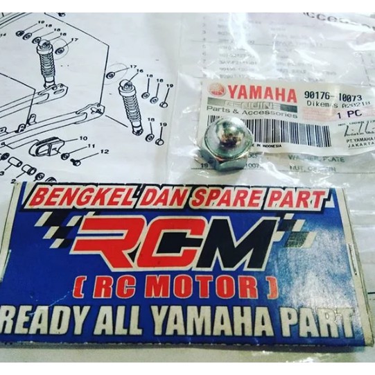 NUT CROWN MUR SHOCK SKOK BELAKANG RXKING RX KING ORI ORIGINAL YAMAHA 90176-10073 DI CATALOG NO 19