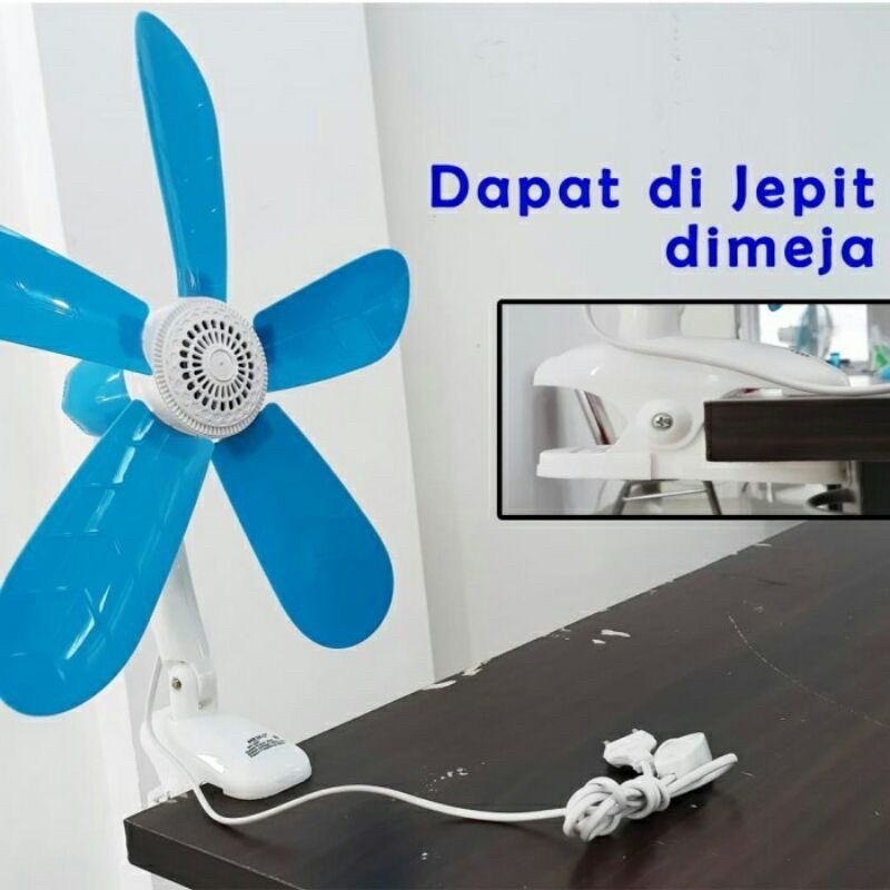 Kipas Angin Jepit 3 in 1  5 baling / Clip Fan Meiko 20 Watt (Duduk-Jepit-Dinding)