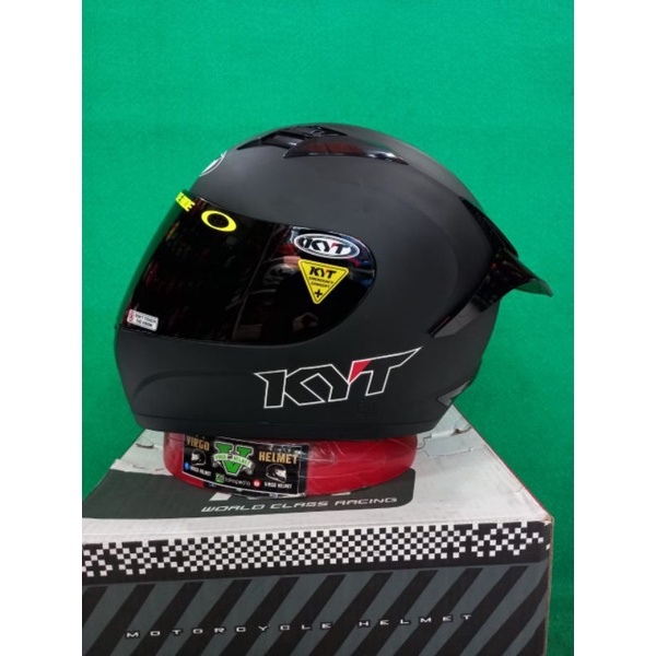 KYT HELM R10 SOLID BLACK DOFF PAKET GANTENG FULL FACE