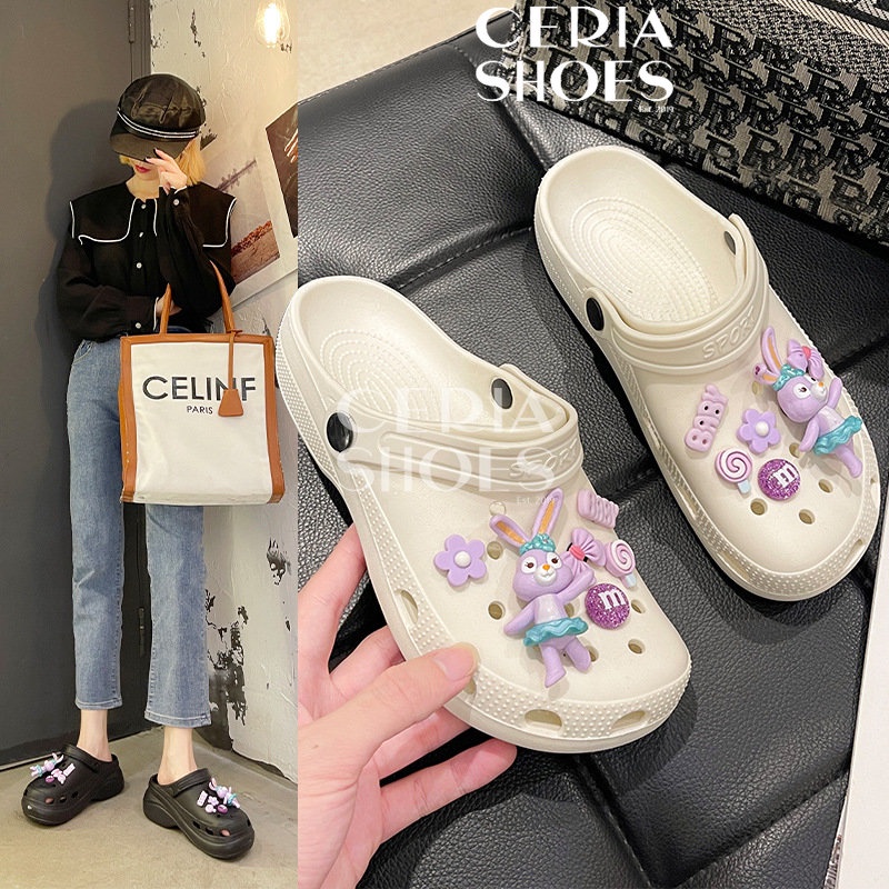 EVA Sandal Slop Wanita Slippers Korean Import Anti Slip Rubber Super Ringan Empuk Bahan Elastis Anti Slip Motif Baby Rabbit