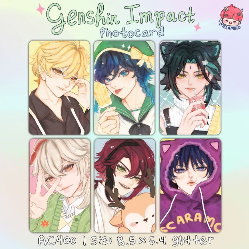 Genshin Impact Photocard Anime Artprint Aether Venti Xiao Kazuha Heizou Scaramouche