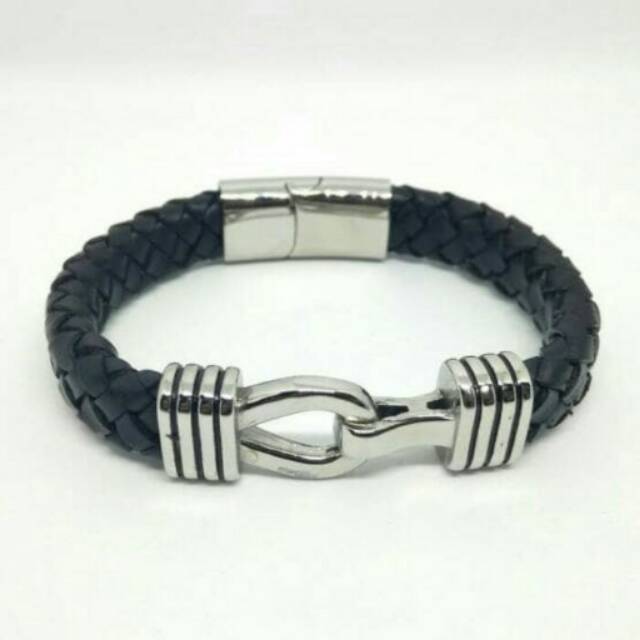 Gelang Pria Kulit Asli Titanium