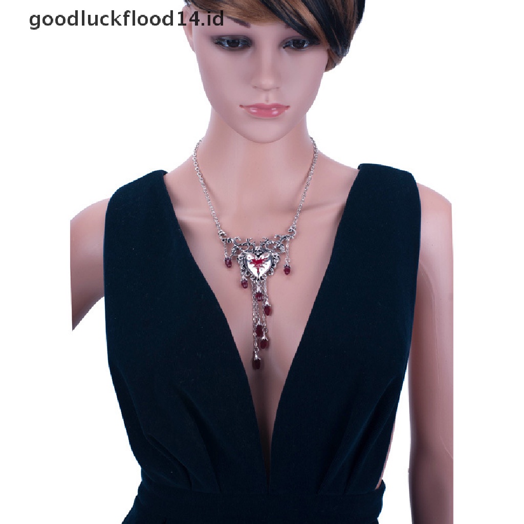 [OOID] Gothic Broken Heart Tassel Necklace Punk Trendy Cool Skull Red Drop ID