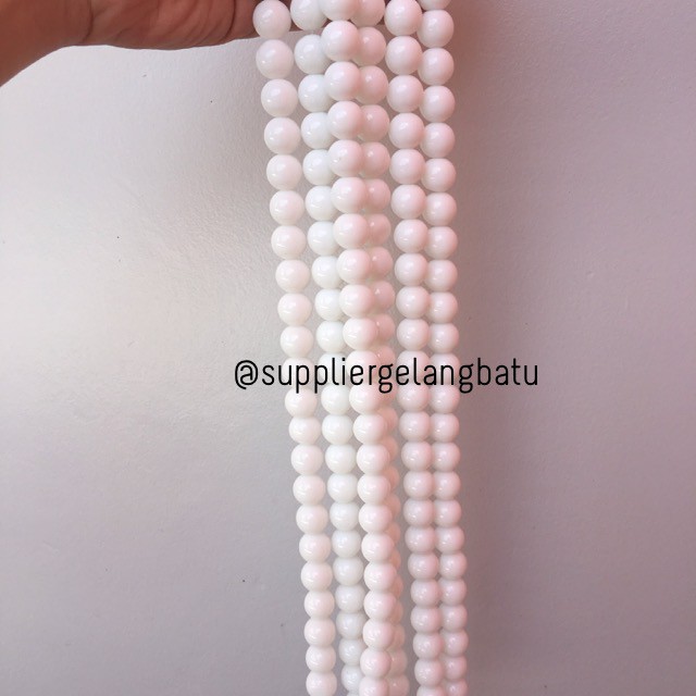 bahan white onyx aksesoris batu 14mm craft gelang kalung putih susu aksesoris gelang kalung tumpuk