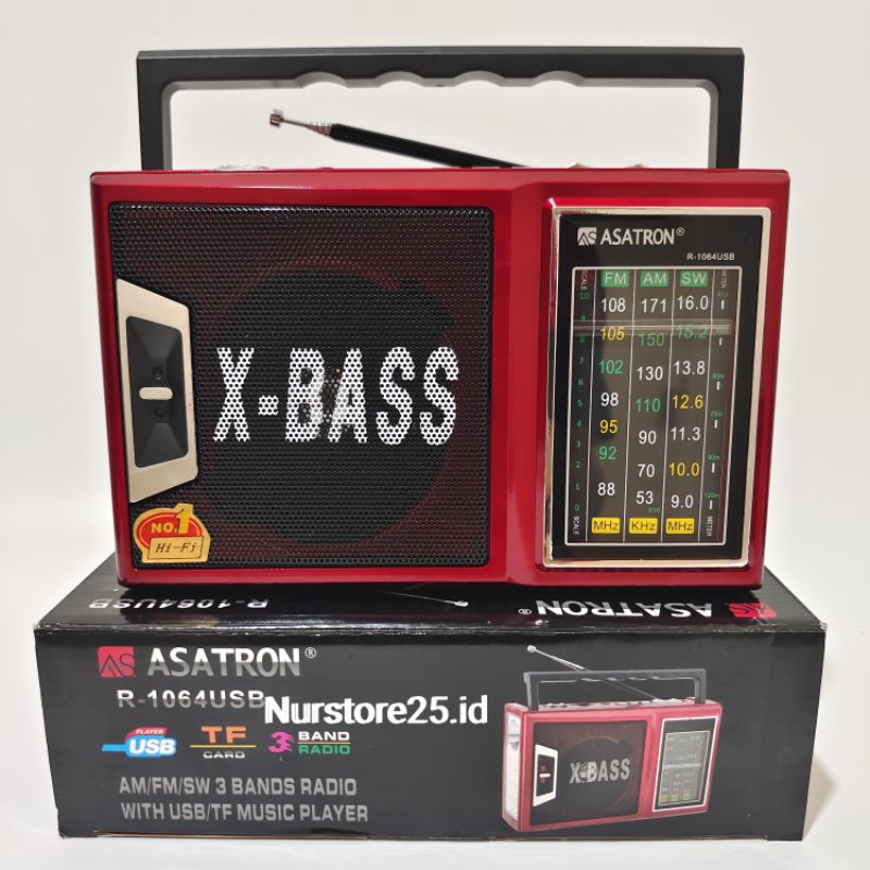 RADIO ASATRON R-1064USB 3 BAND FM-AM-SW X-BASS RADIO PORTABLE/RADIO WITH USB /TF CARD MUSIC PLAYER A