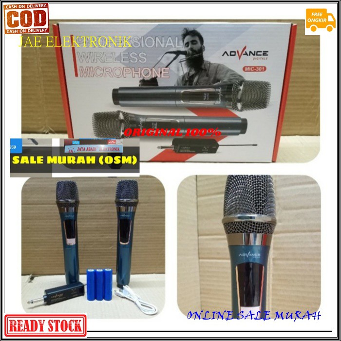 G496 ADVANCE MIC WIRELESS DUAL ORIGINAL CHARGER MICROPHONE MIK BATERAI CAS CASAN KARAOKE Mic baterai cas casan wireles pro vocal vokal suara audio sistem mik professional panggung dj studio sound system SEPASANG DOUBLE  BATERAI CAS 18650  Untuk yang suka