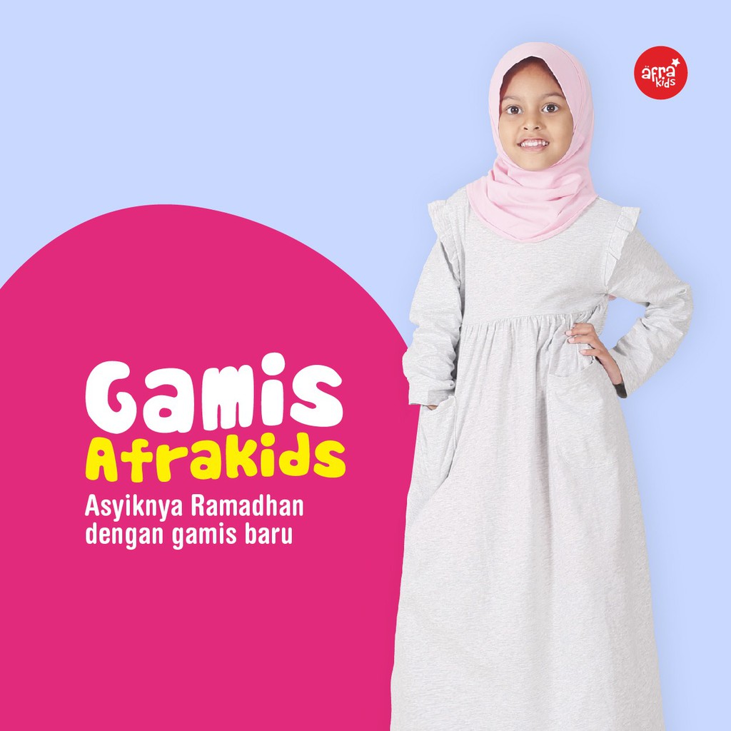 Gamis Anak Muslim AFRAKIDS GA001 ( Abu Misty) Bahan Adem, Cocok Untuk Anak