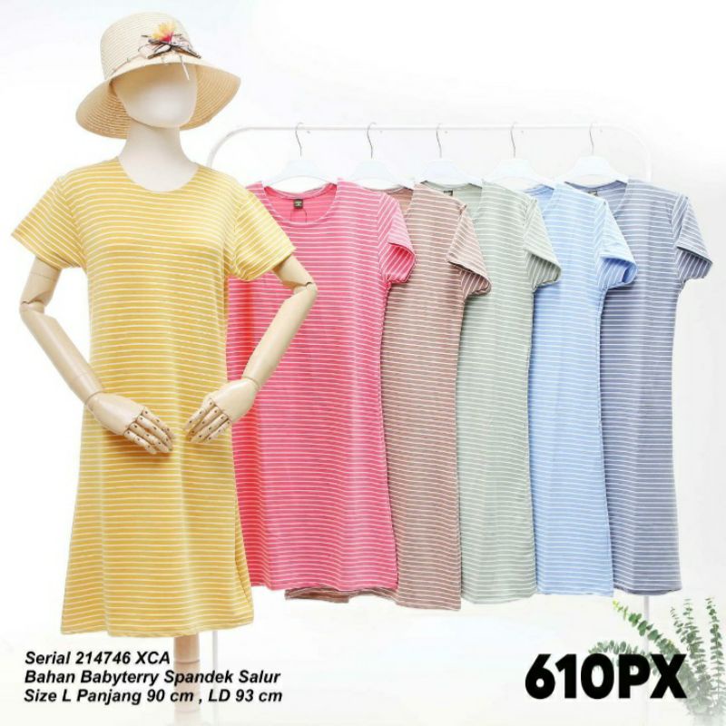 DASTER DRESS LEMONE SIZE L MIDI PENDEK SAMPAI LUTUT