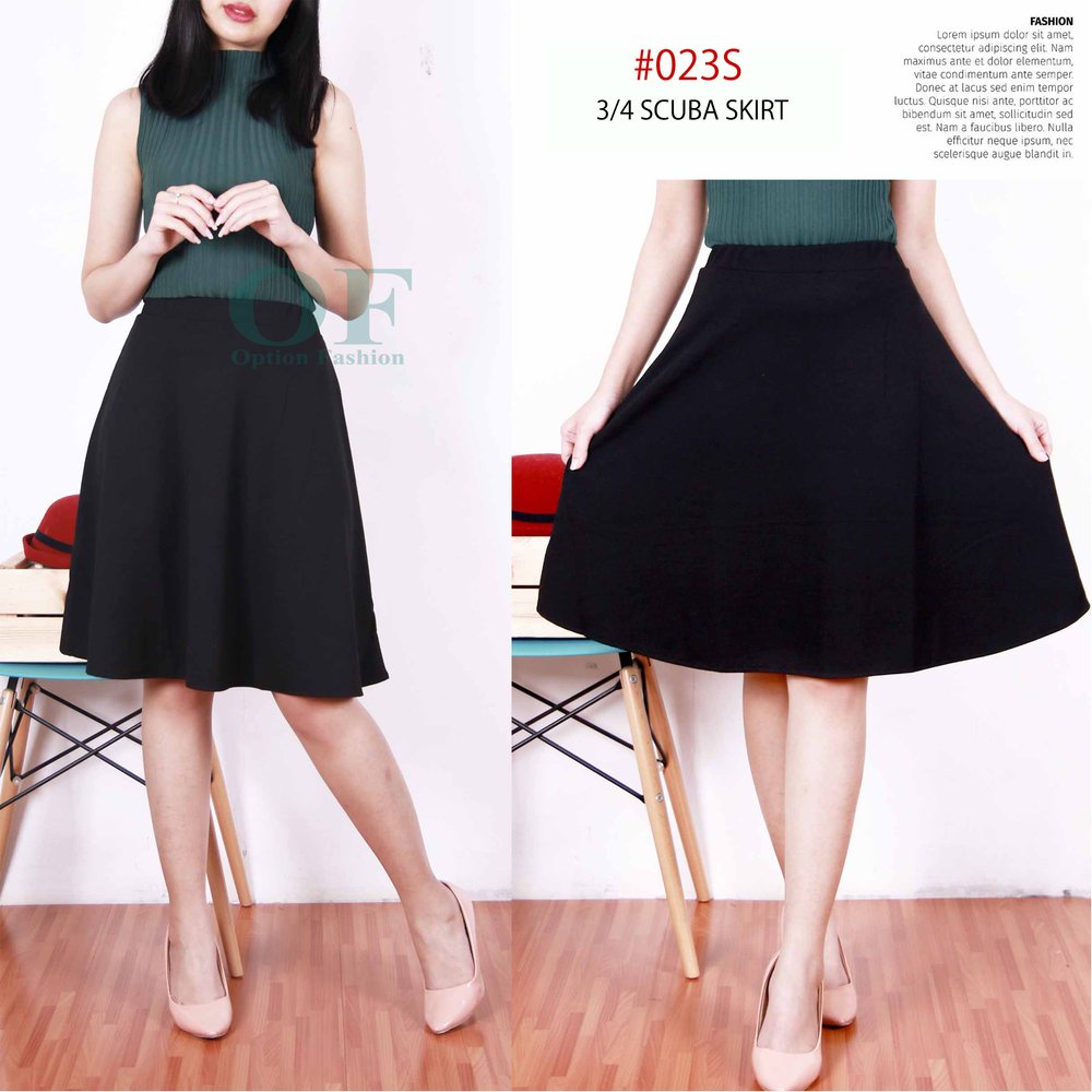 midi skirt scuba/rok payung/rok lebar