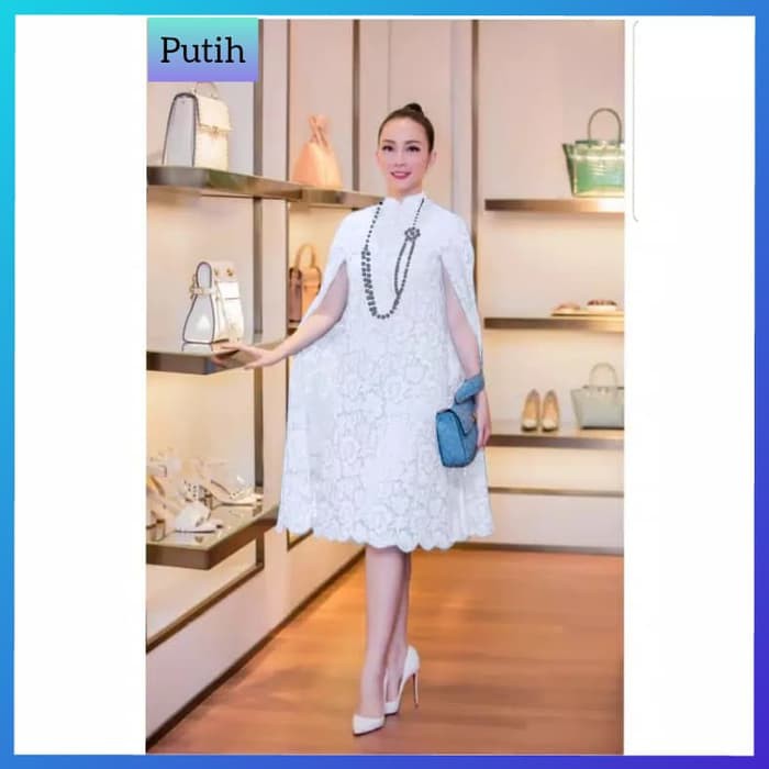 Unik baju gaun pesta brukat wanita jumbo xxl bigsize brokat dress putih Limited