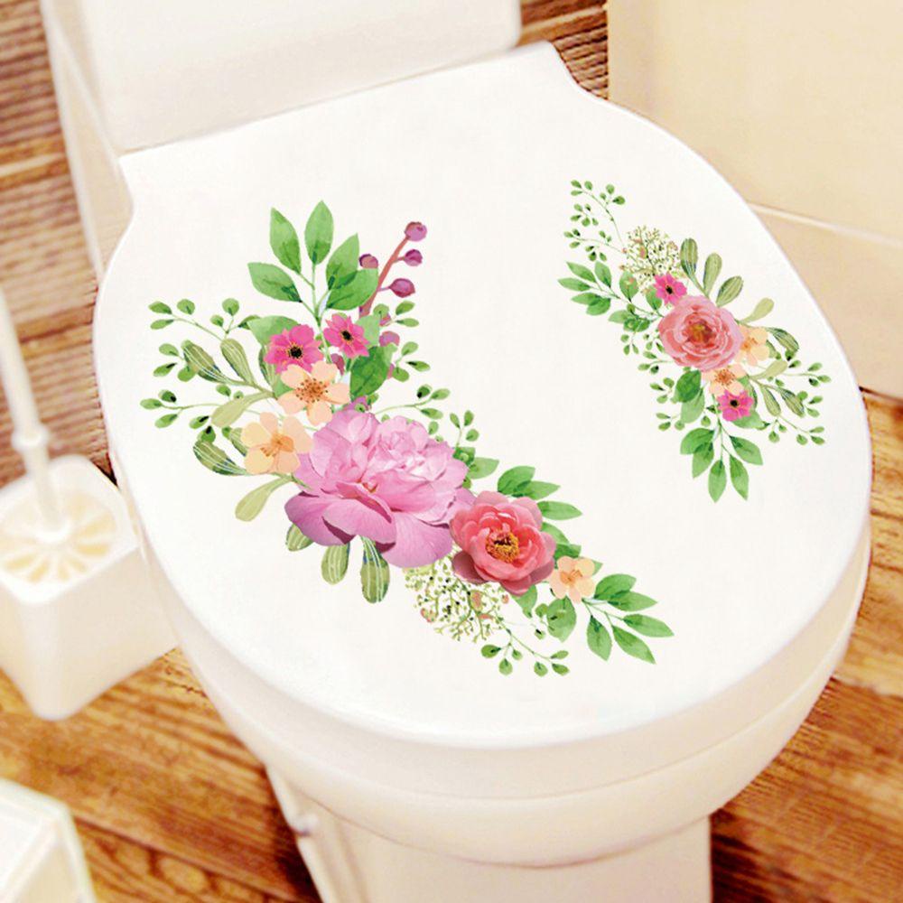 Populer Stiker Toilet Bunga Hadiah Kamar Mandi Ornamen Desain Kreatif Mural Dinding