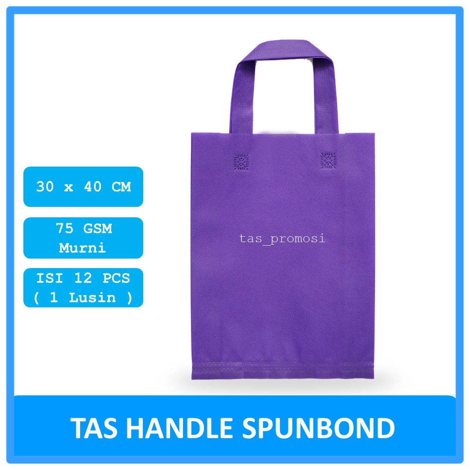 Goodie bag Spunbond Handle 30x40 Ungu Lusinan / Tas Spunbond Polos