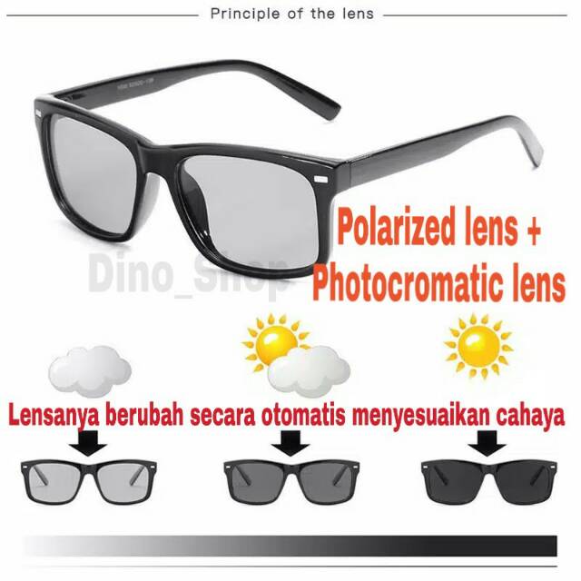 Kacamata pria wanita Photocromic + Polarized UV 400 Model horblok