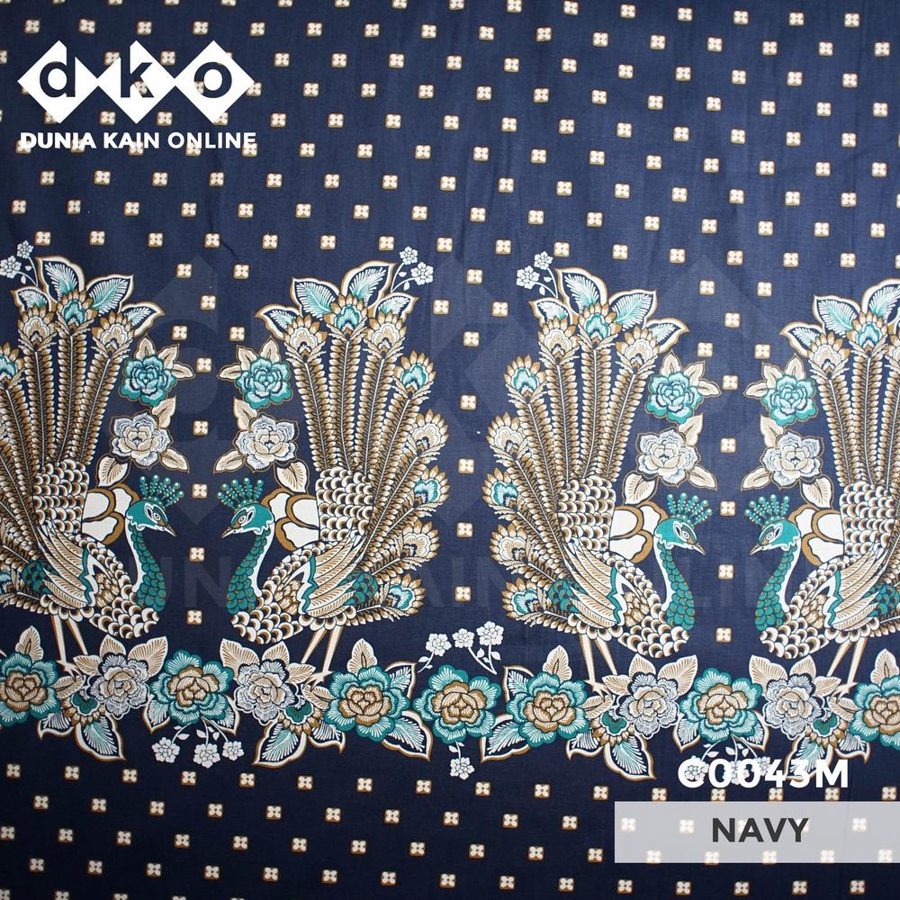 Dko Kain Lycra Premium Cotton Stretch Motif Merak Navy