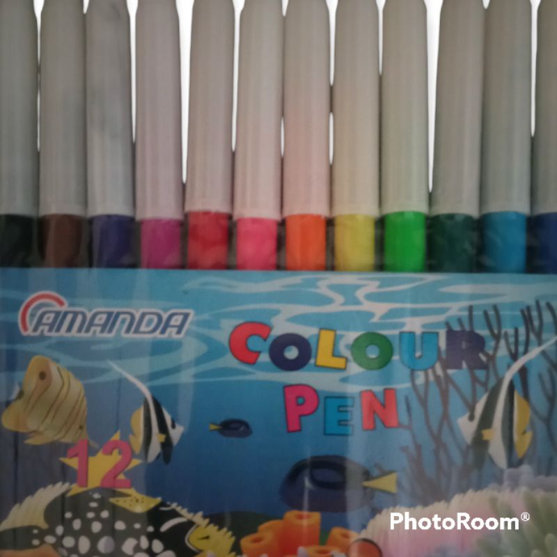 AMANDA SPIDOL WARNA COLOUR PEN 12 WARNA Pen Spidol warna murah untuk menggambar Alat tulis kantor