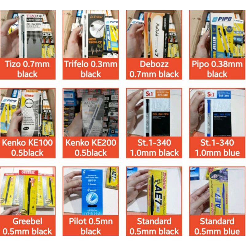 

1lusin pulpen / pen gel 0.3mm/0.5mm/0.7mm/1.0mm (cek varian)
