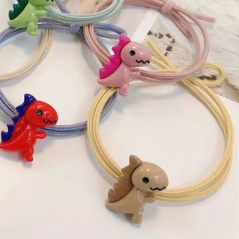 MURMURE.ID | IKAT RAMBUT ALA KOREA MOTIF DINOSAURUS KUNCIR CANDY IMPORT MURAH KARET RAMBUT DINO HA059-C - TALI YELLOW