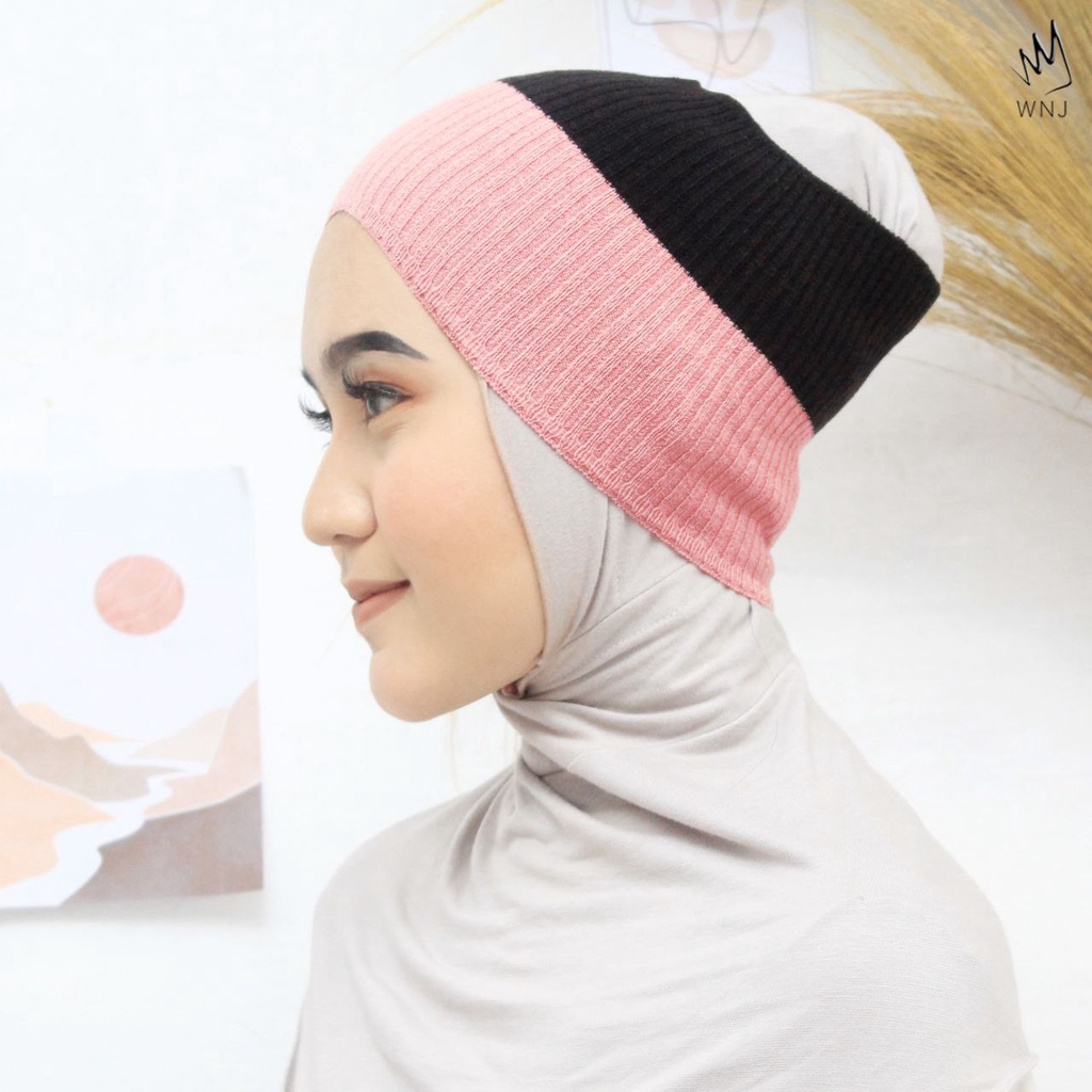 Ciput Inner Rajut Bandana Wanoja Hijab | Ciput Rajut Premium Inner Hijab Benang Anisa Yarn Halus 2 Warna by Wanoja WNJ