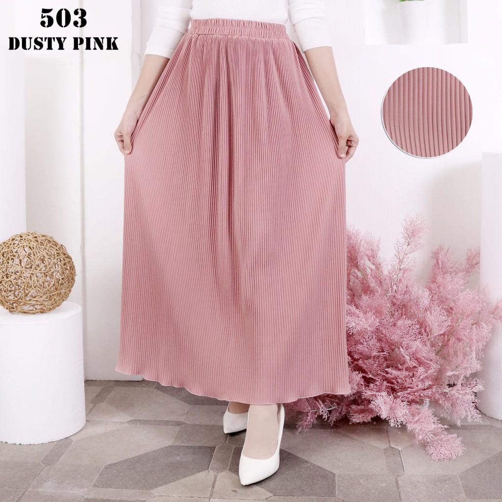 ROK PLISKET MURAH 503 LUVALINE ROK PLISKET PANJANG PLEATED SKIRT FLARE SKIRT MAYUNG FLOWY REMPEL