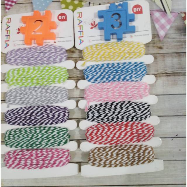 Benang tali katun craft garis set 6 warna