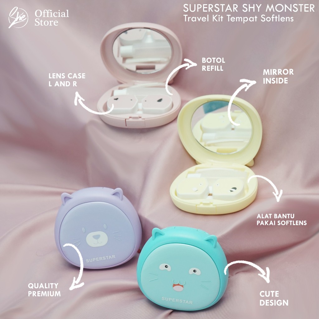 Kotak Lensa Superstar Shy Monster travel kit tempat softlens