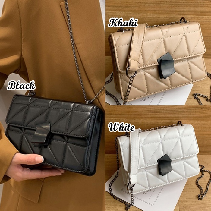 Chain Bag GD61947 Tas Selempang Rantai Wanita Cantik Petak Import