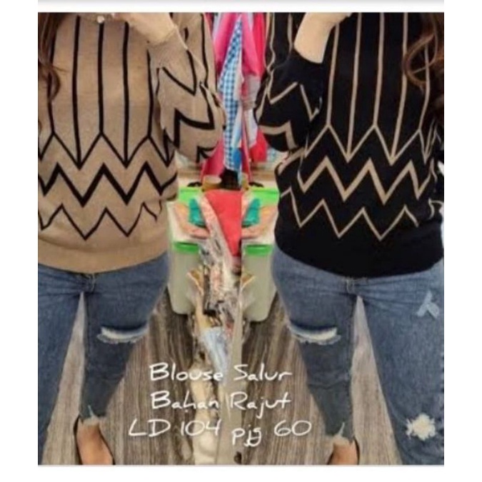 rajut tebal premium zig zag blouse