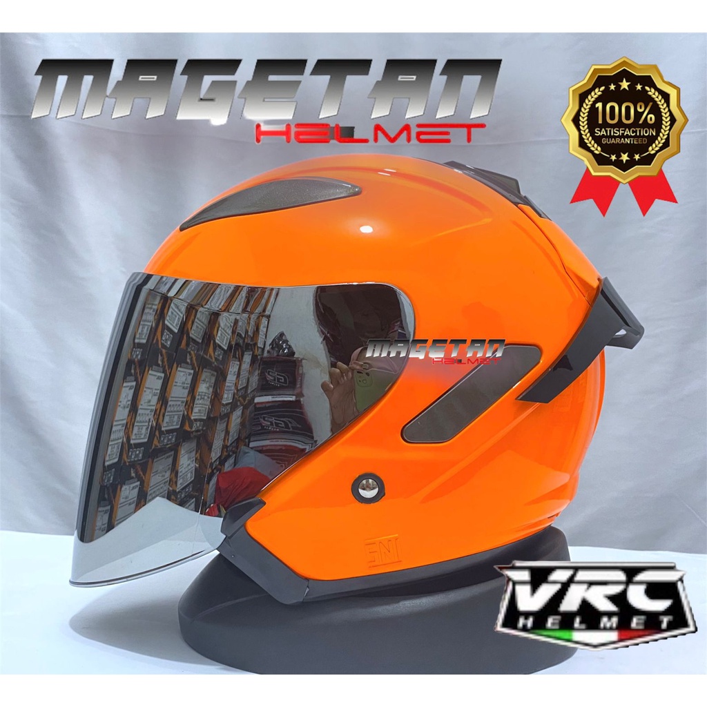 HELM CENTRO VRC SOLID/POLOS (paket ganteng spoiler kaca flat venom iridium)-oren stb spoiler
