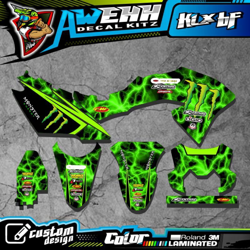 DECAL KLX BF KLX BF 150 KLX BF G MONSTER HIJAU