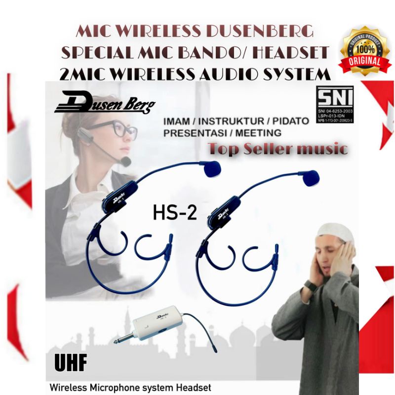 MIC WIRELESS DUSENBERG HS2/HS-2 HEADSET 2MIC WIRELESS SYSTEM ORIGINAL GARANSI