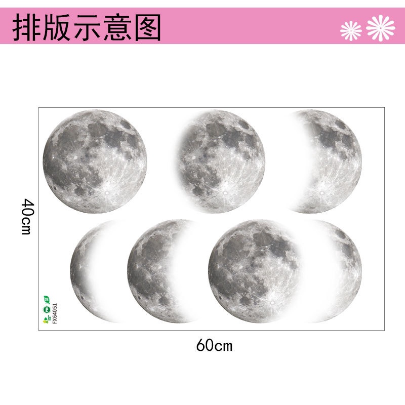 Moon Phase Chart Wall Stickers Modern Art Vinyl Decal Wall Mural