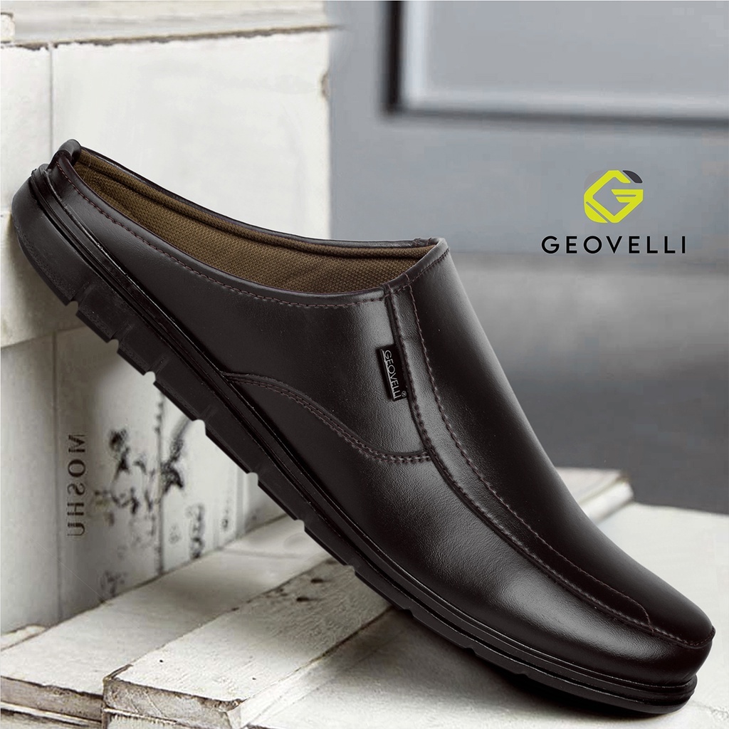 Sepatu Sandal Piria Bustong Casual Formal Geovelli Sandal Pria Laki Rapih Elegan Santai Nyaman Dipakai G-1950 Coklat Kopi