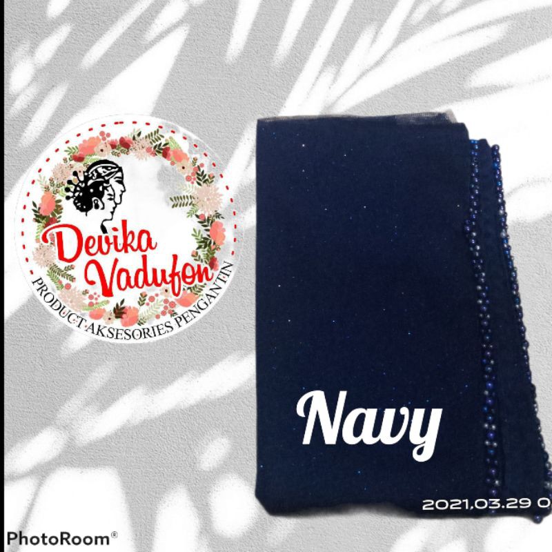SLAYER veil HIJAB PENGANTIN  kerudung /selayer  tuile gliter mutiara, wisuda, ondangan, pesta-Navy