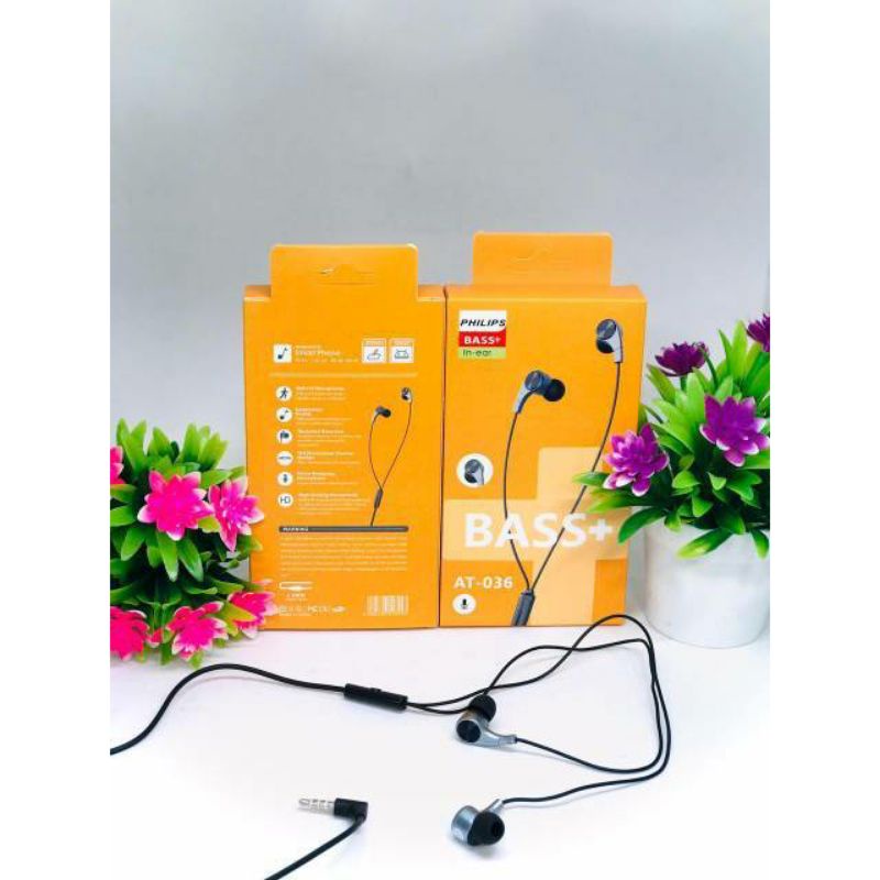 HF HEADSET/EARPHONE PHILIPS MAGNET AT-036 , EARPHONE JACK 3.5MM SUPERBASS