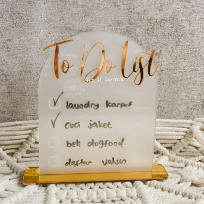 

[RESTOCK] 2in1 Acrylic To Do List Akrilik Planner Standing / Dinding Weekly Plan - Gold