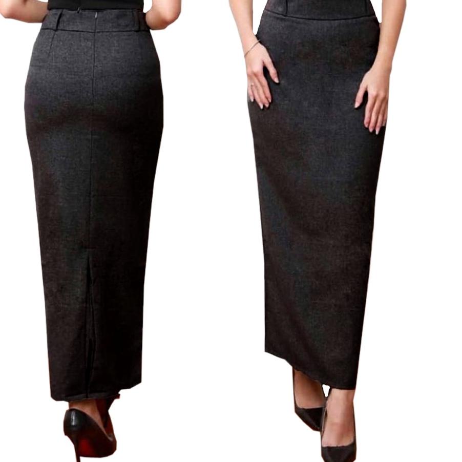 limited STOCKRok Kerja Panjang Hitam Span Biron Kipas Bahan Formal Kantor Rok Sepan Rok Kerja Kantor