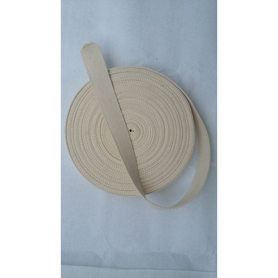 Tali webbing bisban katun 3,8 cm/roll murah Broken white